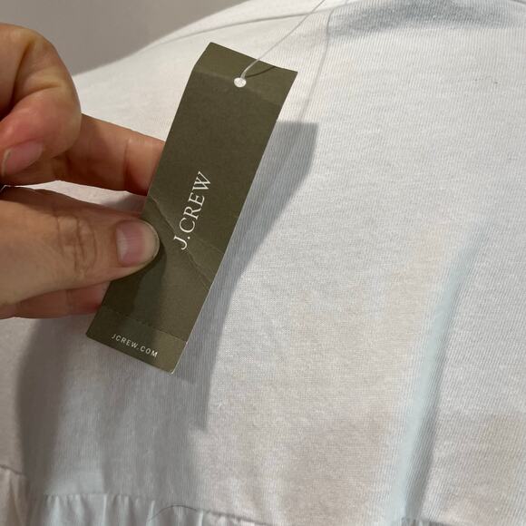 J.Crew White Cotton Tiered Dress Large NWT Resort Beach Clean Girl Minimal Sz L - Picture 8 of 9